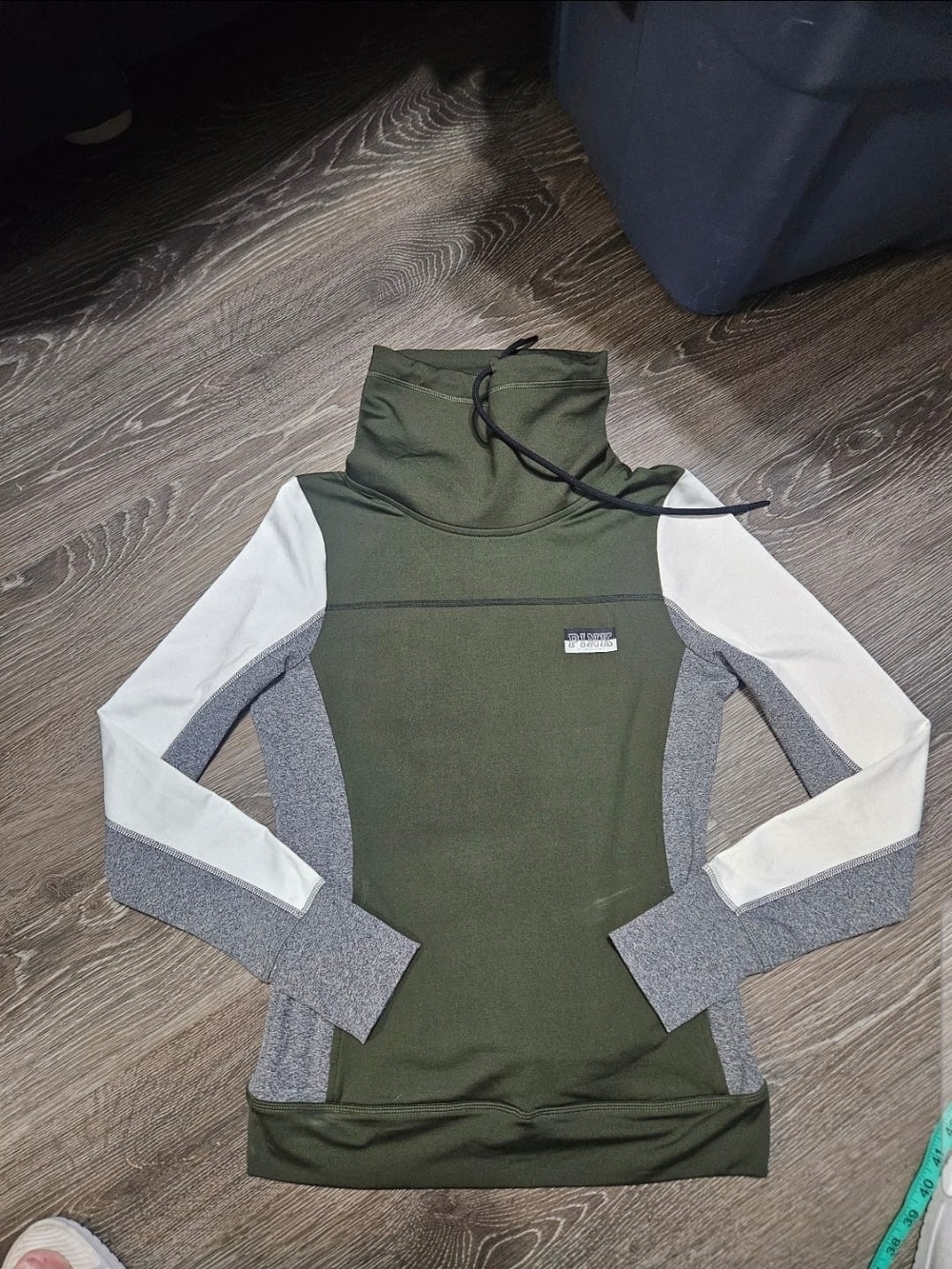 Victoria's Secret PINK Olive Green Hoodie with Black Accents